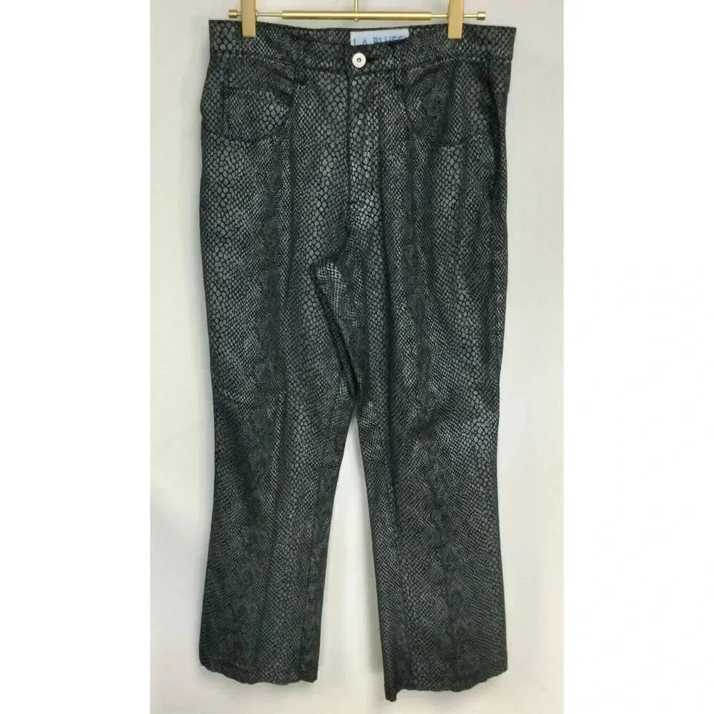 L.A. Blues‎ Womens Green Snake Print Five Pocket Boot Cut Jeans Size 6